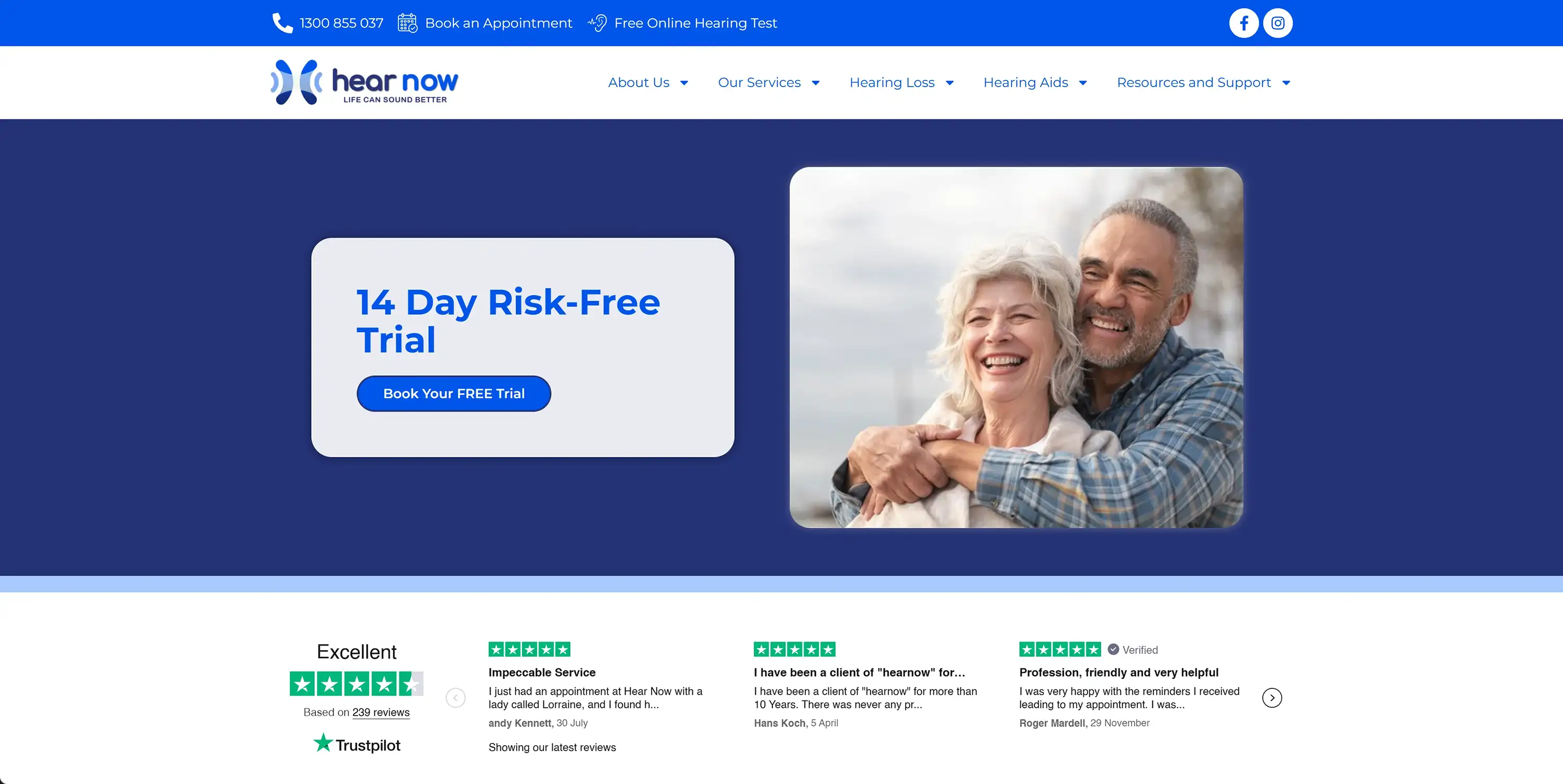 Before — old Hear Now website